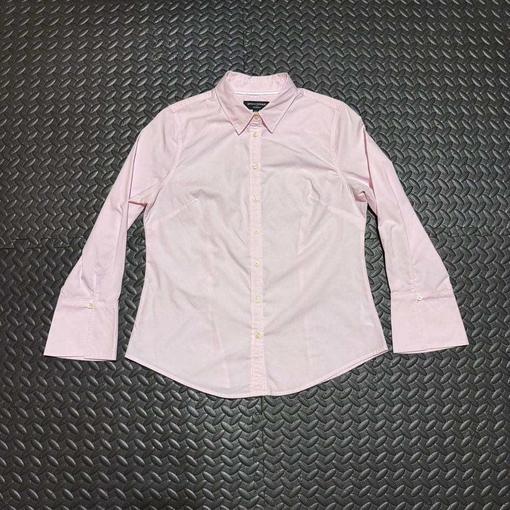 Banana Republic Button Down Shirt Tailored Fit Pink Office Womens Petite 12P